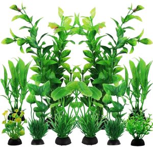 10-Piece Set of Inexperienced Plastic Aquarium Vegetation – Fish Tank Decorations