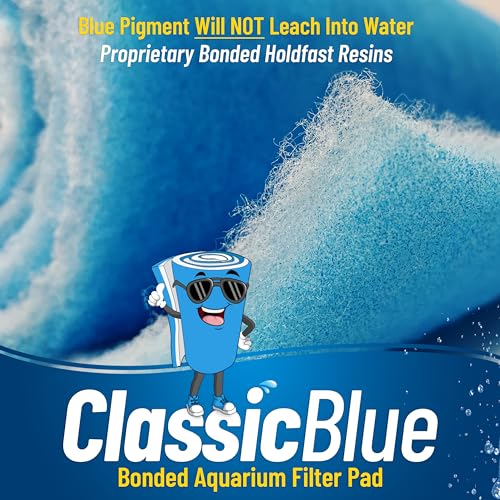 Aquatic Consultants Basic Bonded Aquarium Filter Pad - Blue and White Filter Media Roll, Customizable to Match Most Filters, Made within the USA (12" x 24 ft x 3/4" Thick)