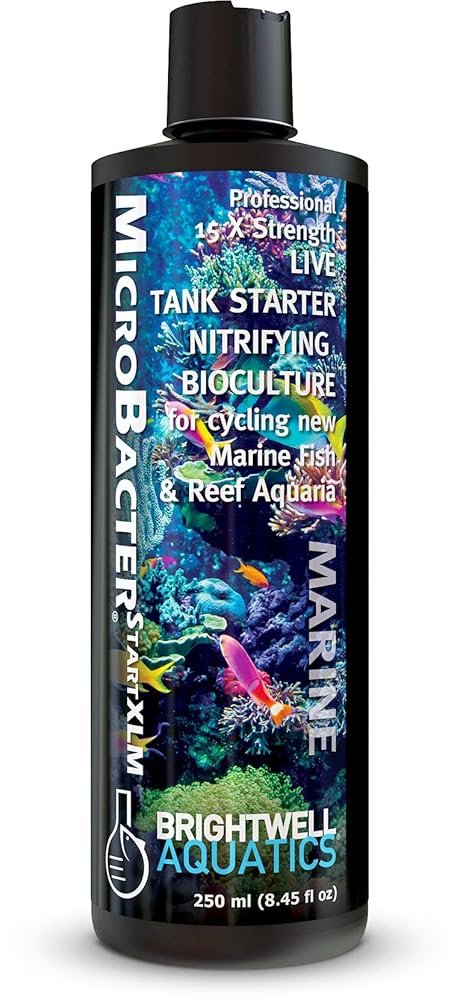 Brightwell Aquatics MicroBacter Begin XLM – Concentrated Nitrifying Micro organism for Saltwater Aquariums – Speedy Fish Tank Starter to Improve Microbe Ranges & Water Filtration -…