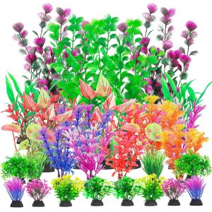 CousDUoBe 30-Piece Set of Synthetic Aquarium Vegetation for Fish Tanks, Full Ornamental Equipment in Varied Sizes